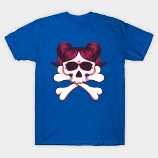 skull girl crossbones illustration T-Shirt